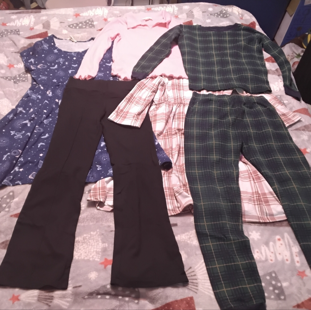 Assorted Girl's Size 10/12 Clothing Lot with Dresses And Thermals